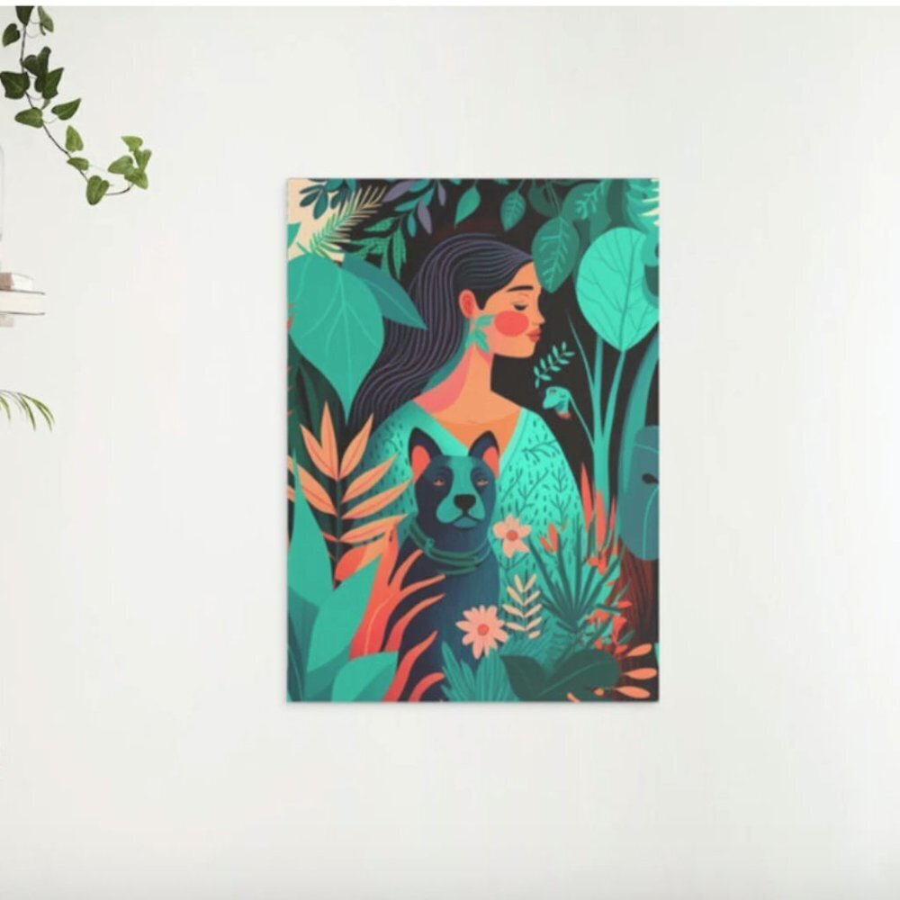 ORIGINAL Digital Prints , A Boho Woman & Her Furry Companion,Set of 4-5x7 Prints